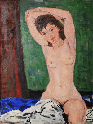 Nude with arms behind head
