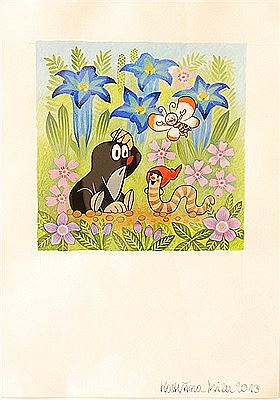 Mole with gentians by Katerina Miler - Auction record, sale price, and art valuation. Compare with similar artists and explore comparable artworks.
