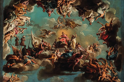 Bozzetto depicting the Allegory of the Triumph of the Church by Mariano Rossi - Auction record, sale price, and art valuation. Compare with similar artists and explore comparable artworks.
