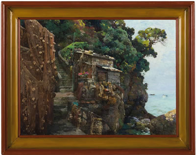 La casa del pescatore con le reti al sole
