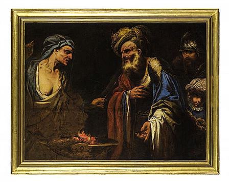 Saul and the witch of Endor by Pietro Paolo Raggi - Auction record, sale price, and art valuation. Compare with similar artists and explore comparable artworks.