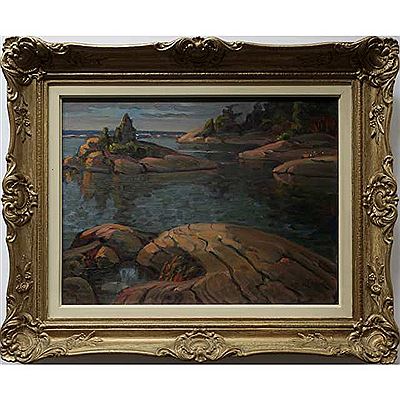 ENTRANCE TO WANEE BAY by John Rennie - Auction record, sale price, and art valuation. Compare with similar artists and explore comparable artworks.