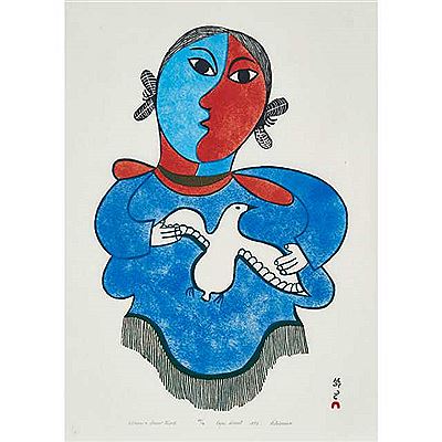 Woman & Snow Bird by Pitaloosie (Pitalousie) Saila - Auction record, sale price, and art valuation. Compare with similar artists and explore comparable artworks.