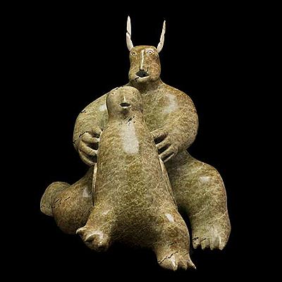 Sample artwork by Nuyaliaq Qimirpik (1937 - 2007), known for inuit carving and sculpture, inuit genre figures, wildlife, mythology - View similar artists and auction records