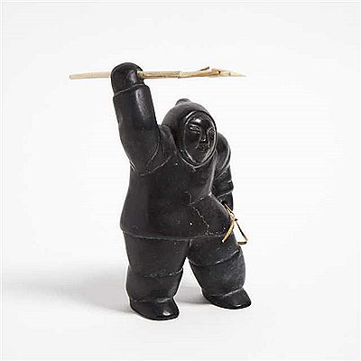 HUNTER WITH HARPOON by Joe Adlaka Aculiak - Auction record, sale price, and art valuation. Compare with similar artists and explore comparable artworks.