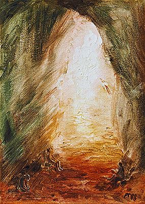Christian Young & Adams Meditating, Praying and Pondering in the Big Cave, Pitcairn Island