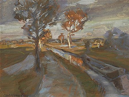 Partei aus Worpswede im Herbst by Carl Hermannes - Auction record, sale price, and art valuation. Compare with similar artists and explore comparable artworks.