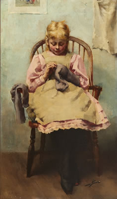 YOUNG GIRL DARNING, 1887