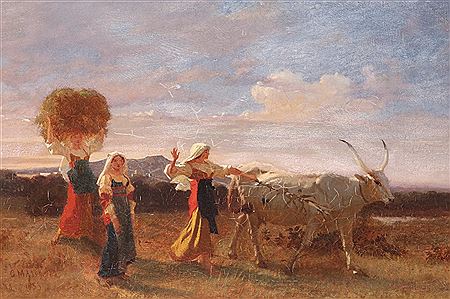 Women herding an ox