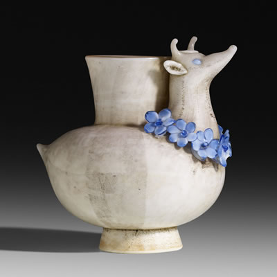 Rare Zoomorphic Lattimo Argento vase, model 3423