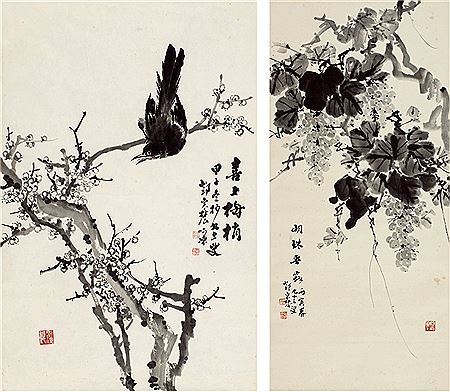 GRAPES·MAGPIE IN A PLUM TREE