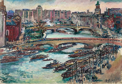 Sample artwork by Haisu Liu (1896 - 1994), known for scroll painting with botanical imagery, oil on canvas city scenes, landscapes - View similar artists and auction records