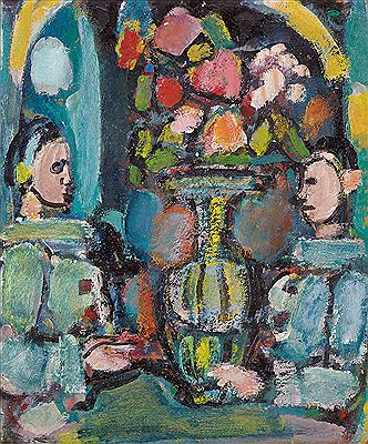 Pierrots Bleus au Bouquet 1946 by Georges Rouault - Auction record, sale price, and art valuation. Compare with similar artists and explore comparable artworks.