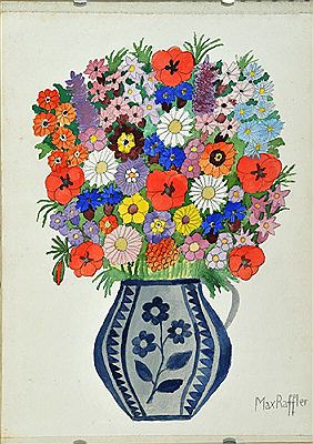 Bunter Blumenstrauß mit Mohn in einer Vase by Max Raffler - Auction record, sale price, and art valuation. Compare with similar artists and explore comparable artworks.