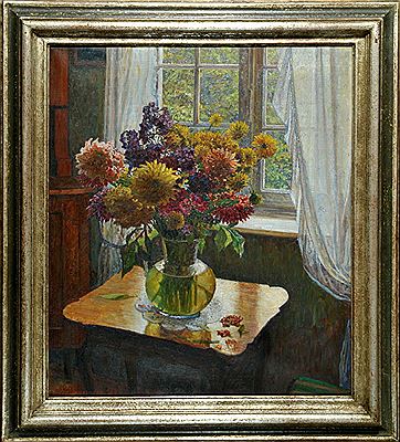 Dahlienstrauß auf Tisch am Fenster by Paul Kauzmann - Auction record, sale price, and art valuation. Compare with similar artists and explore comparable artworks.
