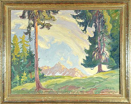 Waldlichtung mit Blick auf die Rotspitze in den Allgäuer Alpen
