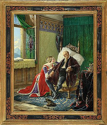 Der kranke Ritter, von seiner Tochter gepflegt