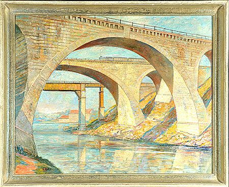 Eisenbahnbrücken und König-Ludwig-Brücke in Kempten by Gustav Rett - Auction record, sale price, and art valuation. Compare with similar artists and explore comparable artworks.
