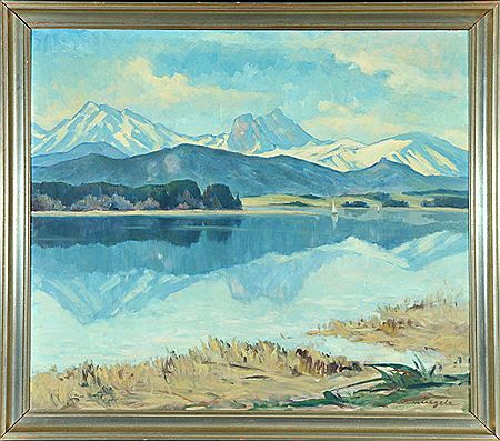 Hopfensee bei Füssen by Franz Gingele - Auction record, sale price, and art valuation. Compare with similar artists and explore comparable artworks.