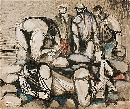 Pescatori di gamberi by Luciano Ceschia - Auction record, sale price, and art valuation. Compare with similar artists and explore comparable artworks.