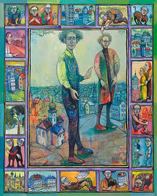 Sample artwork by Franciszek Masluszczak (Born 1948), known for metaphorical painting, people with deformed proportions, unreal landscapes - View similar artists and auction records