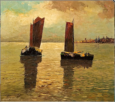 FISHING BOATS ON THE SEA by Georg Arnold-Grabone - Auction record, sale price, and art valuation. Compare with similar artists and explore comparable artworks.