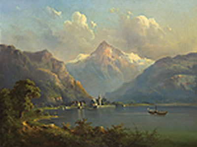 Landscape with lake in Alps