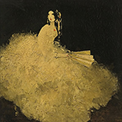 Lady in ball gowns