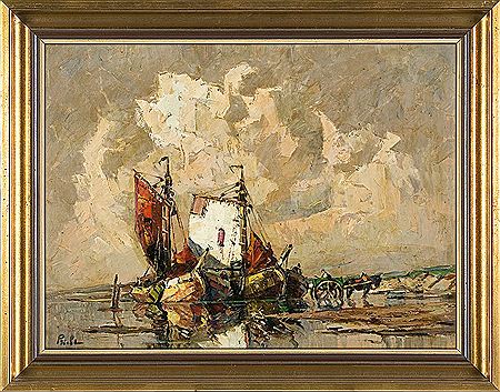 Fishing Boats at the Shore by Rudolf Priebe - Auction record, sale price, and art valuation. Compare with similar artists and explore comparable artworks.