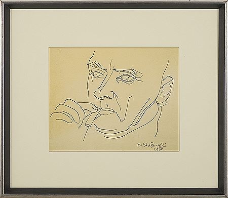 Portrait of Henryk Stazewski: Selfportrait with cigarette