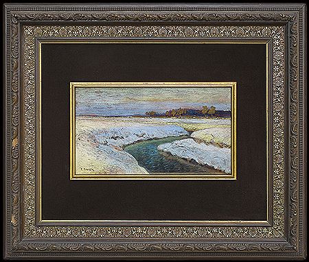 Sample artwork by Teodor Ziomek (1874 - 1937), known for polish landscape paintings with a romantic and soulful style, self portrait - View similar artists and auction records