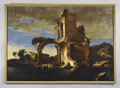 Paesaggio con rovina a lavandaie