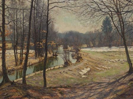 "Early Spring at the Würm" by Hans Klatt - Auction record, sale price, and art valuation. Compare with similar artists and explore comparable artworks.