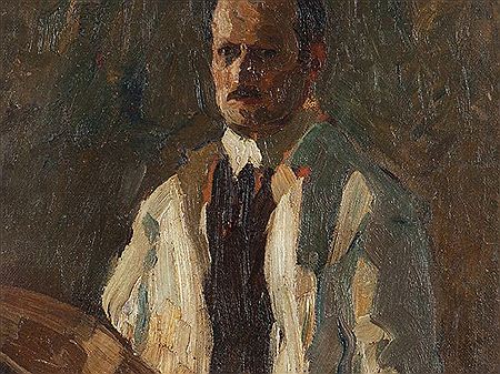 Portrait of Carl Jorres: Two Sided Oil Painting ‘Self Portrait’, c. 1906