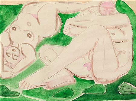 Two Nudes, 1948 by Edvard Frank - Auction record, sale price, and art valuation. Compare with similar artists and explore comparable artworks.