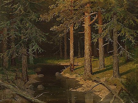 Waldlandschaft mit Bachlauf, 1901