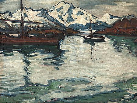 Fjord Landscape With Boats, c. 1910