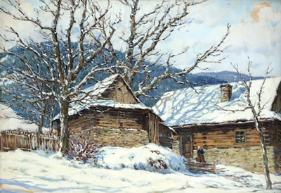 Cottages in snow