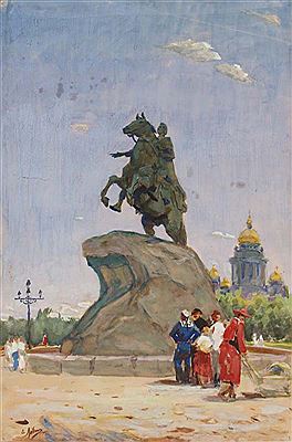Saint-Pétersbourg, au pied de la statue de Pierre Le GRAND
