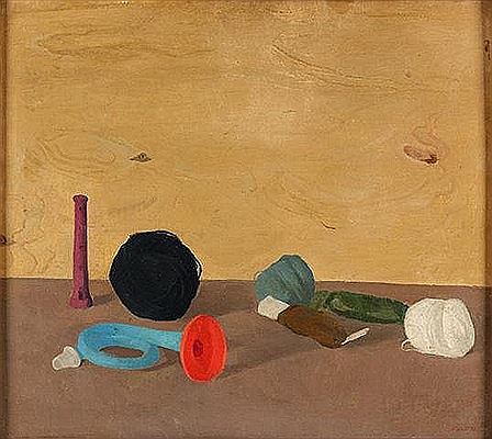 Composition with balls of wool, 1938 by Emanuele Cavalli - Auction record, sale price, and art valuation. Compare with similar artists and explore comparable artworks.