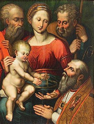 Madonna and Child, St. Joseph, St. Jerome and a saint bishop by Luca Longhi - Auction record, sale price, and art valuation. Compare with similar artists and explore comparable artworks.
