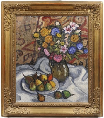 STILL LIFE WITH FLOWERS AND PEARS