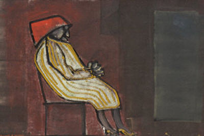 Woman in a striped dress