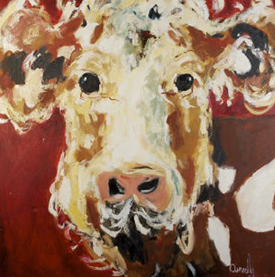 Sample artwork by Deborah Donnelly (Born 1978), known for abstract cattle face images, still life and marine  painting, children's book illustration - View similar artists and auction records