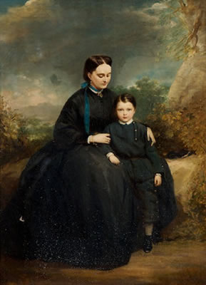 Portrait of a lady with her son, in a landscape by Stephen Catterson Smith l - Auction record, sale price, and art valuation. Compare with similar artists and explore comparable artworks.