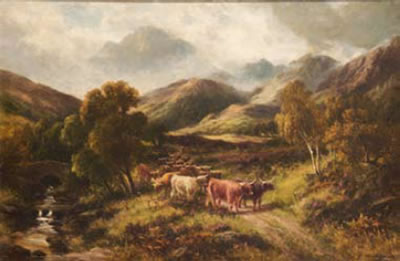 Cattle in Highland Landscapes (a pair)