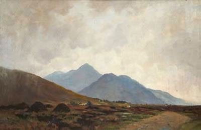 Mountain landscape with cottages