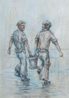 Fishermen Carrying a bucket