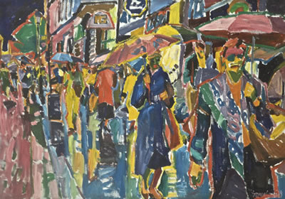 Street Scene with Figures by Stephen Cullen - Auction record, sale price, and art valuation. Compare with similar artists and explore comparable artworks.