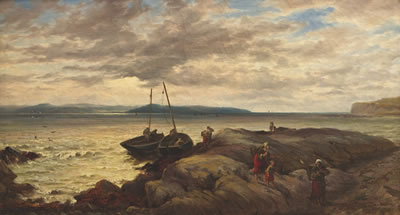 Morning - Landing Fish at Blackrock, Galway Bay by Thomas Rose Miles - Auction record, sale price, and art valuation. Compare with similar artists and explore comparable artworks.